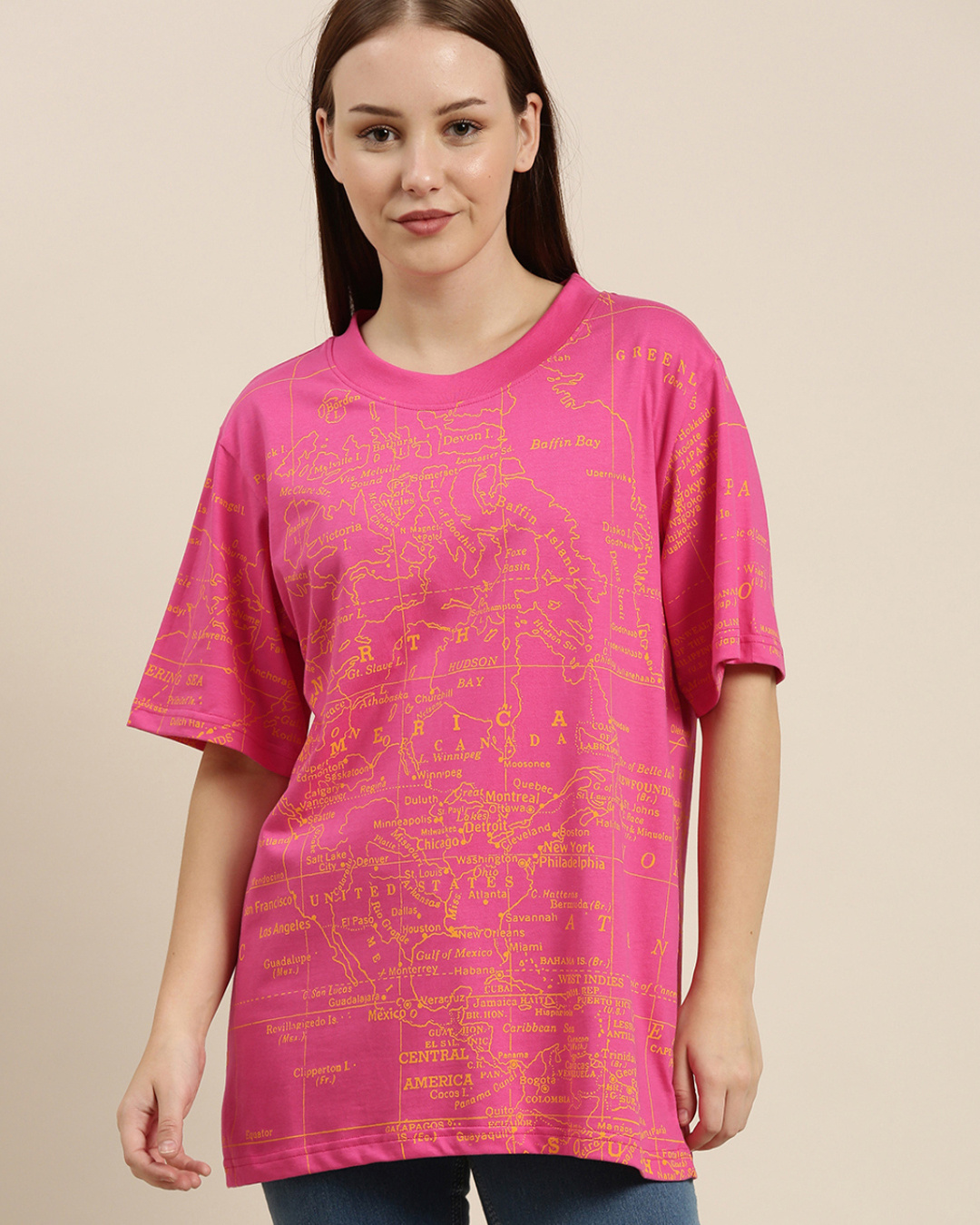 Buy Women's Pink Graphic Oversized TShirt for Women Pink Online at
