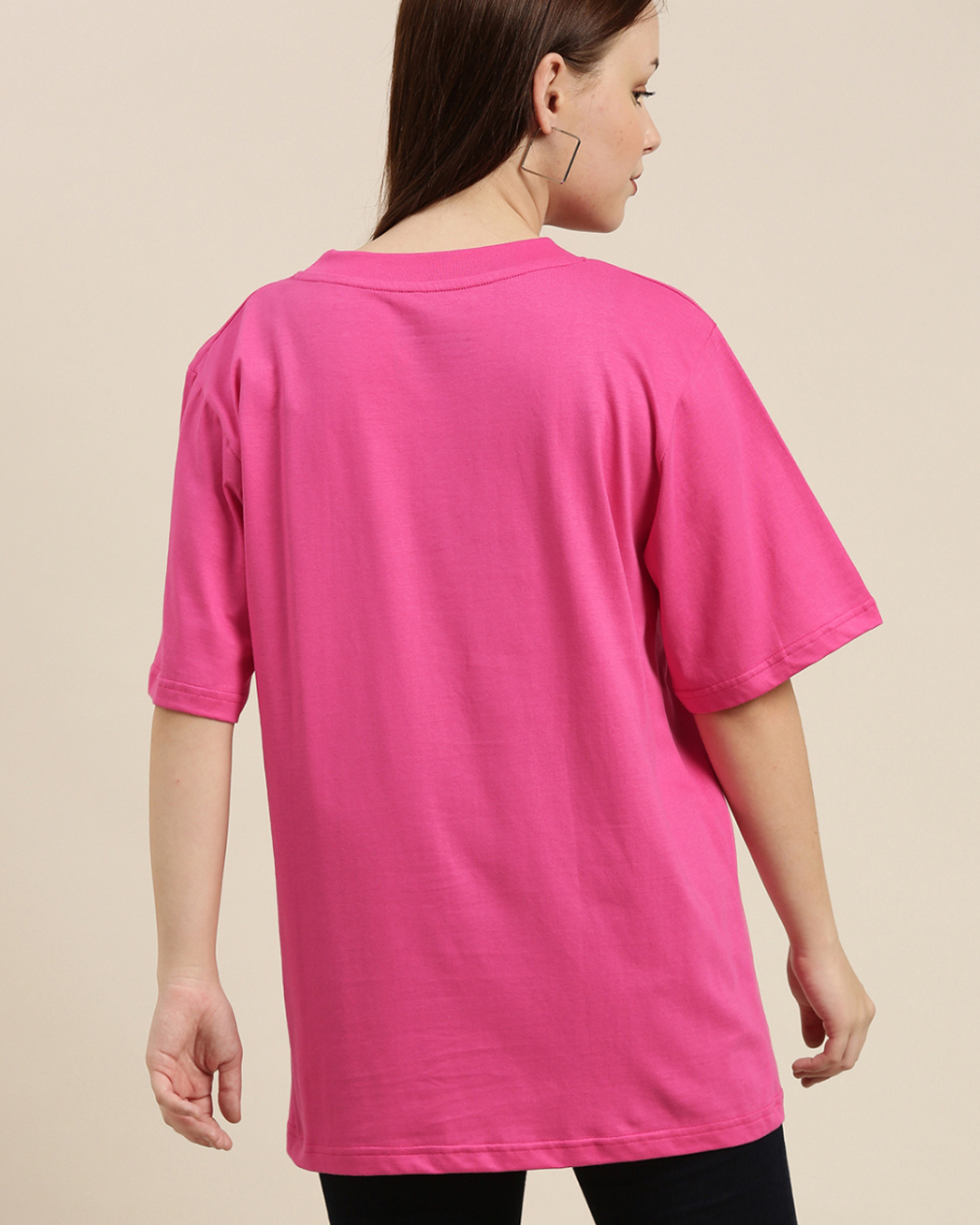 Shop Women's Pink Graphic Oversized T-Shirt-Back