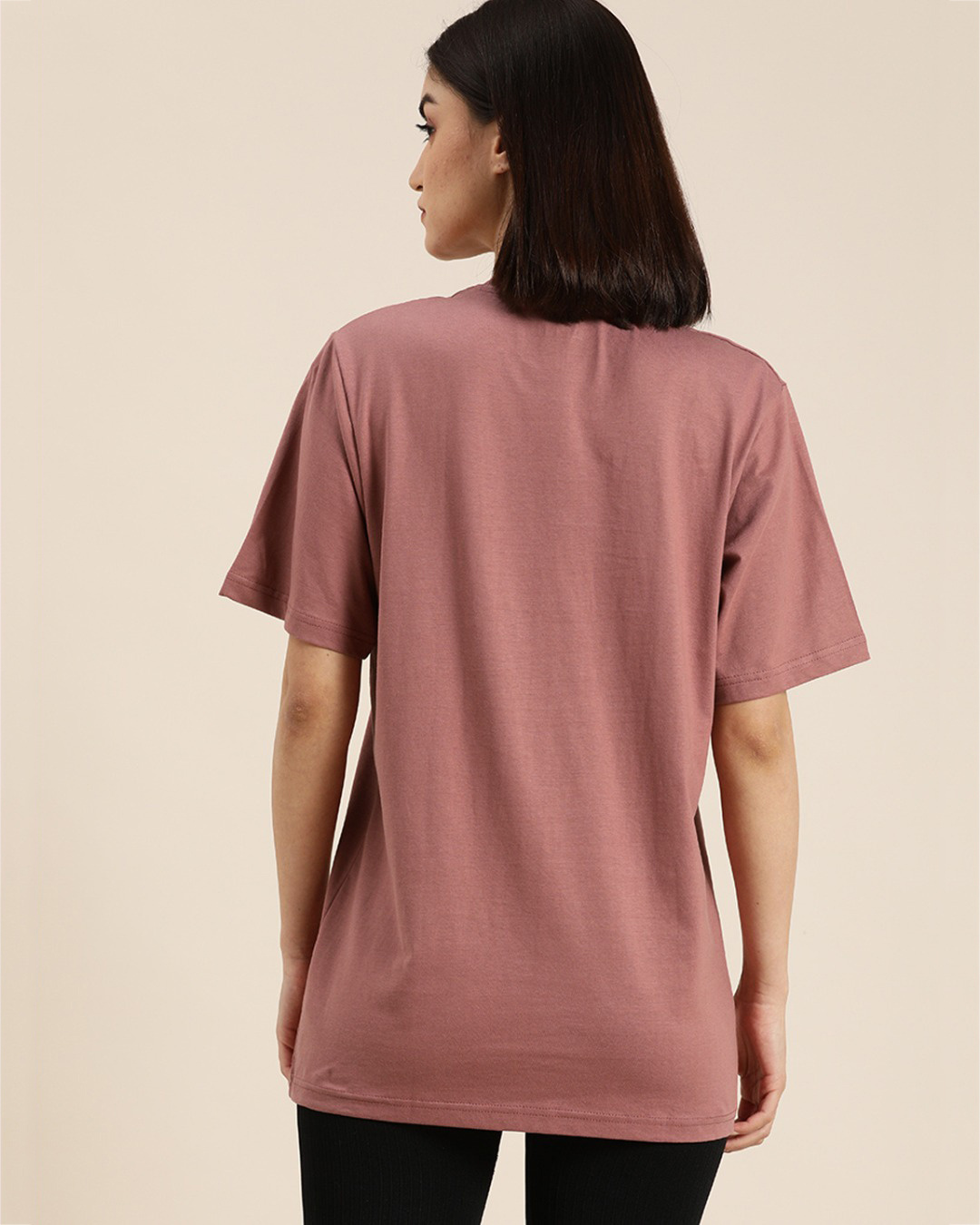 Shop Women's Pink Graphic Print Oversized T-shirt-Back