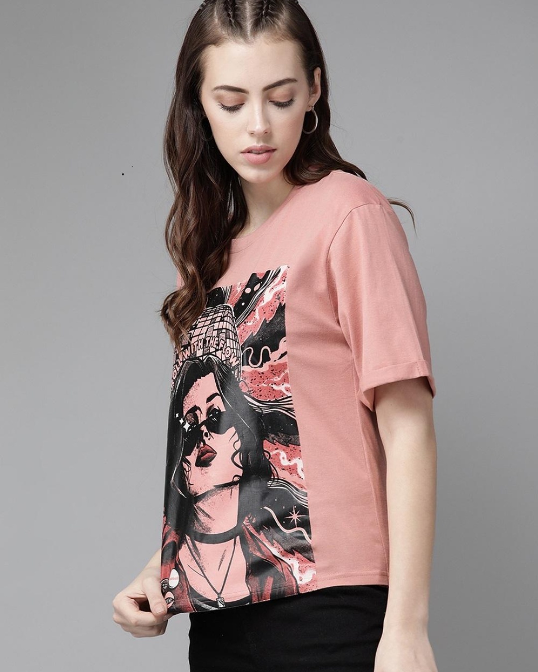 Shop Women's Pink Graphic Printed T-shirt-Back
