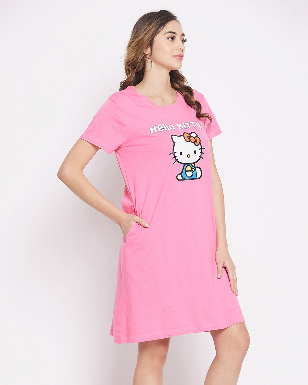 Shop Women's Pink Hello Kitty Printed Dress-Back