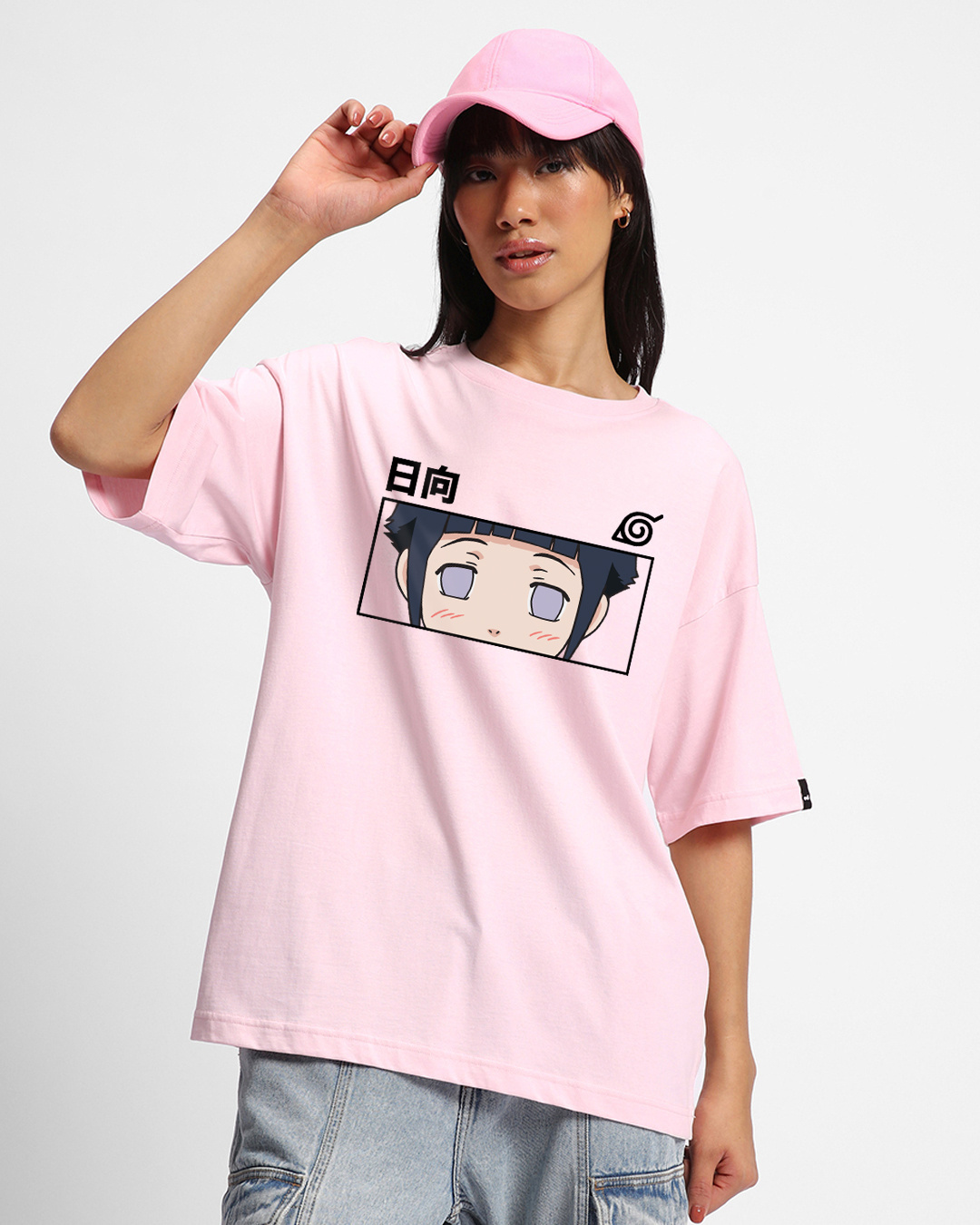 Shop Women's Pink Hinata Hyuga Graphic Printed Oversized T-shirt-Back