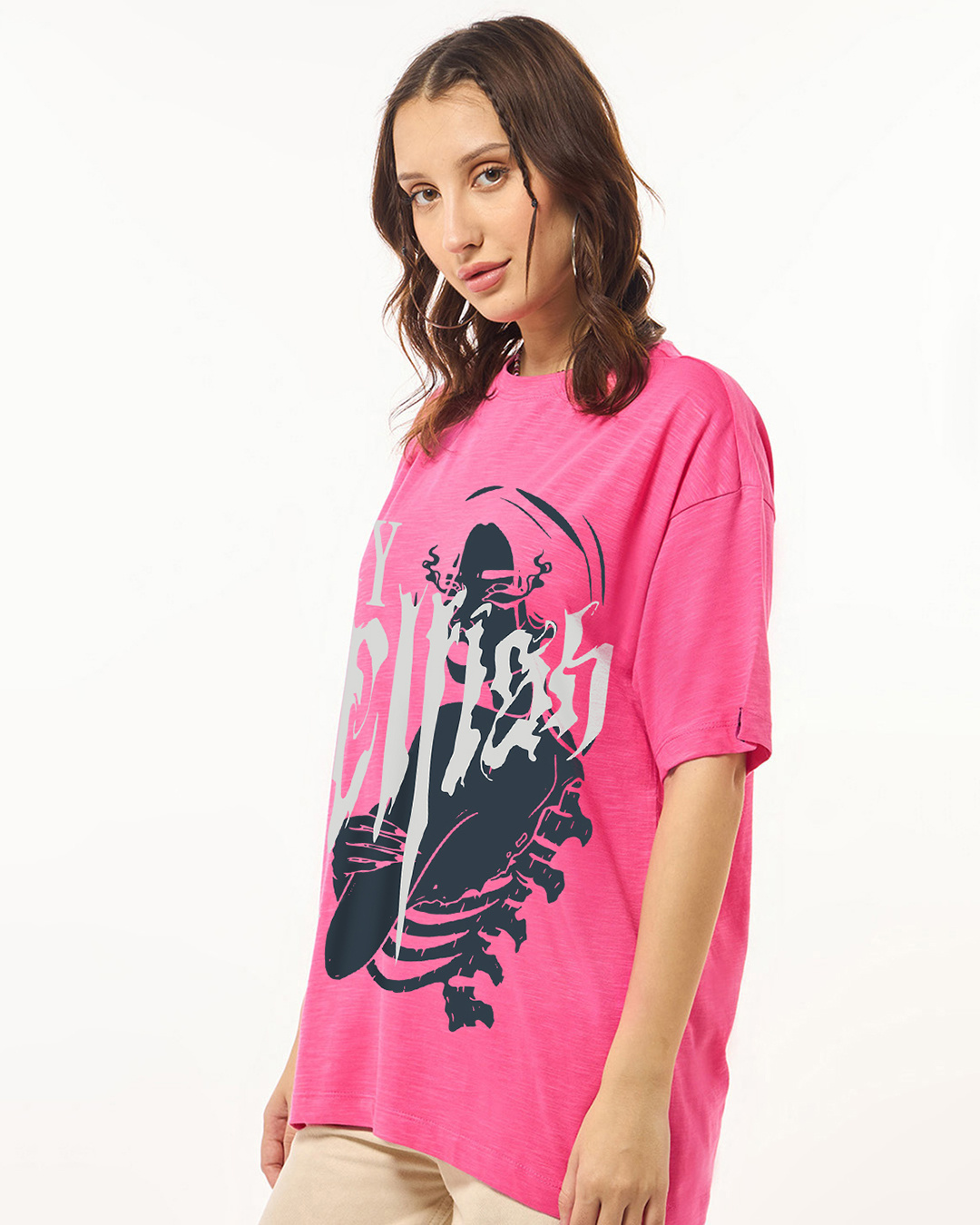 Shop Women's Pink In my selfish era Graphic Printed Oversized T-shirt-Back