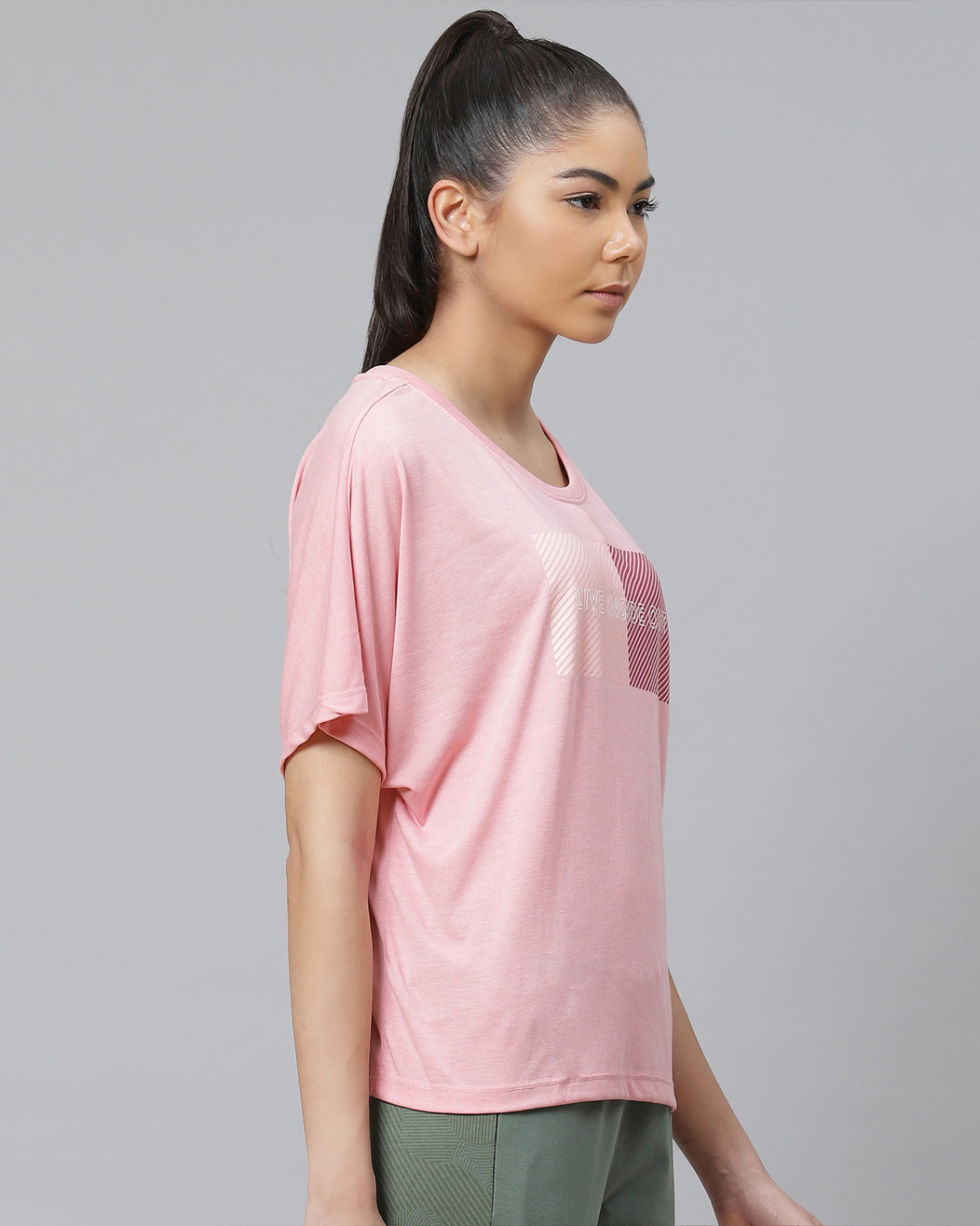 Shop Women's Pink Live Inside Out Printed Slim Fit T-shirt-Back