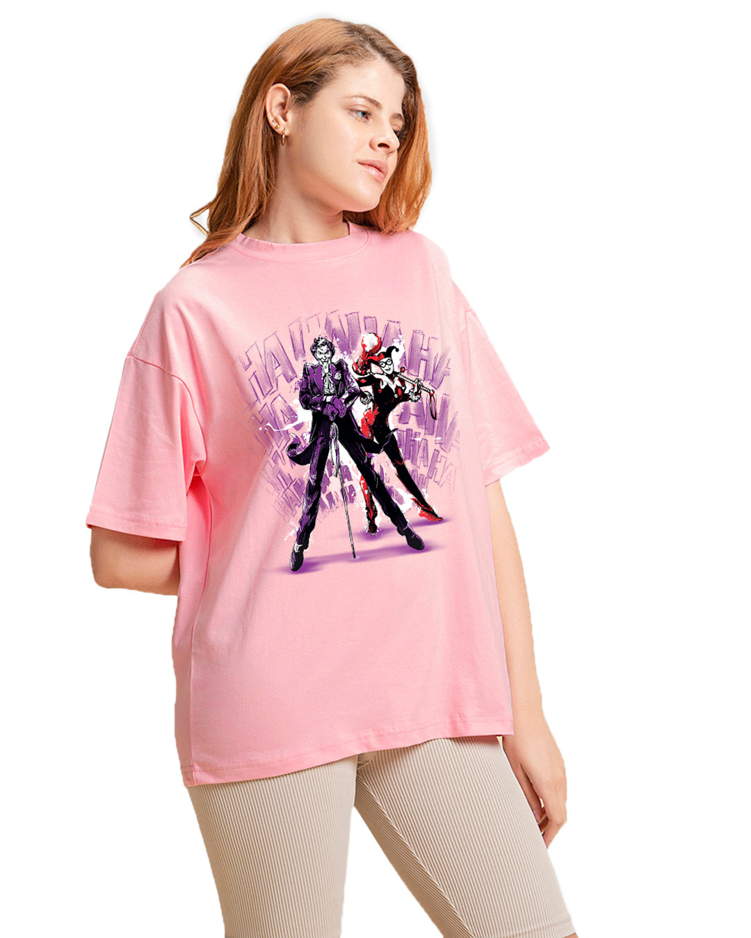 Shop Women's Pink Maniac Duo Graphic Printed Oversized T-shirt-Back