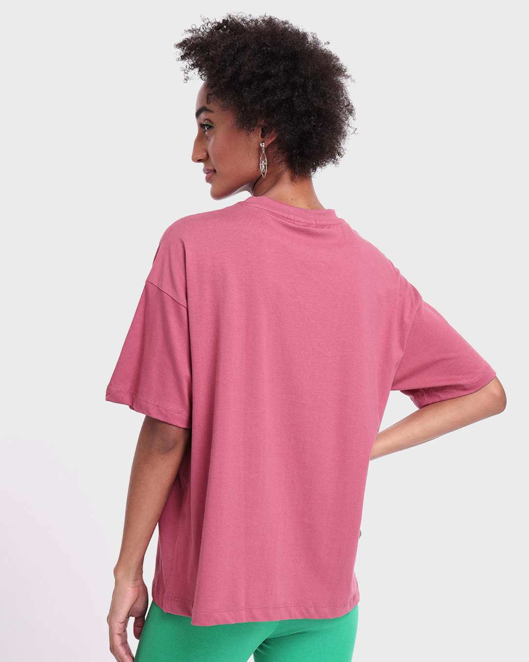 Shop Women's Pink Moody Moo Graphic Printed Oversized T-shirt-Back