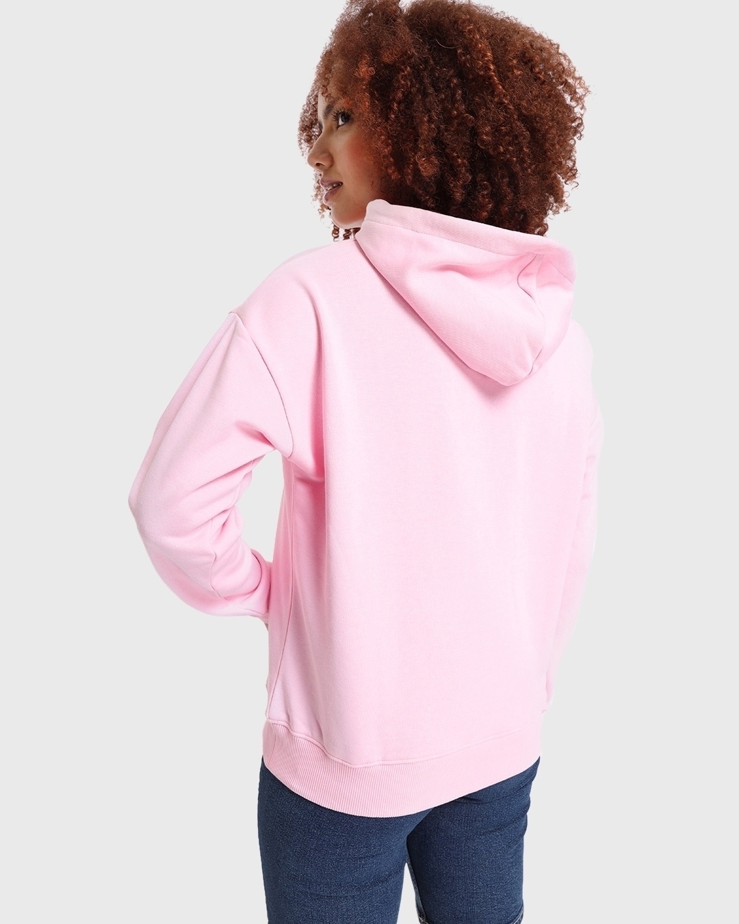 Shop Women's Pink Nonchalance Typography Oversized Hoodie-Back