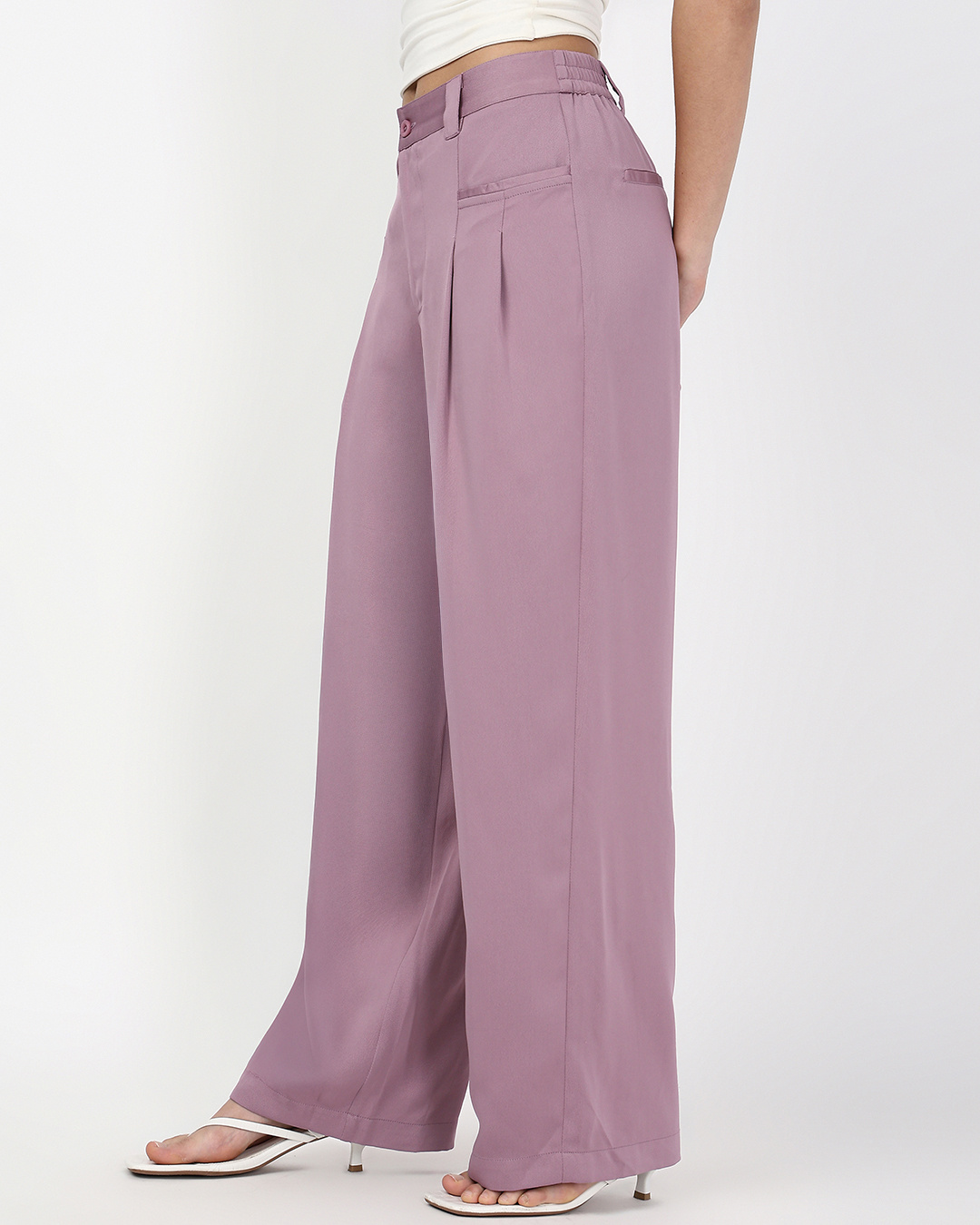 Shop Women's Mauve Oversized Korean Pants-Back