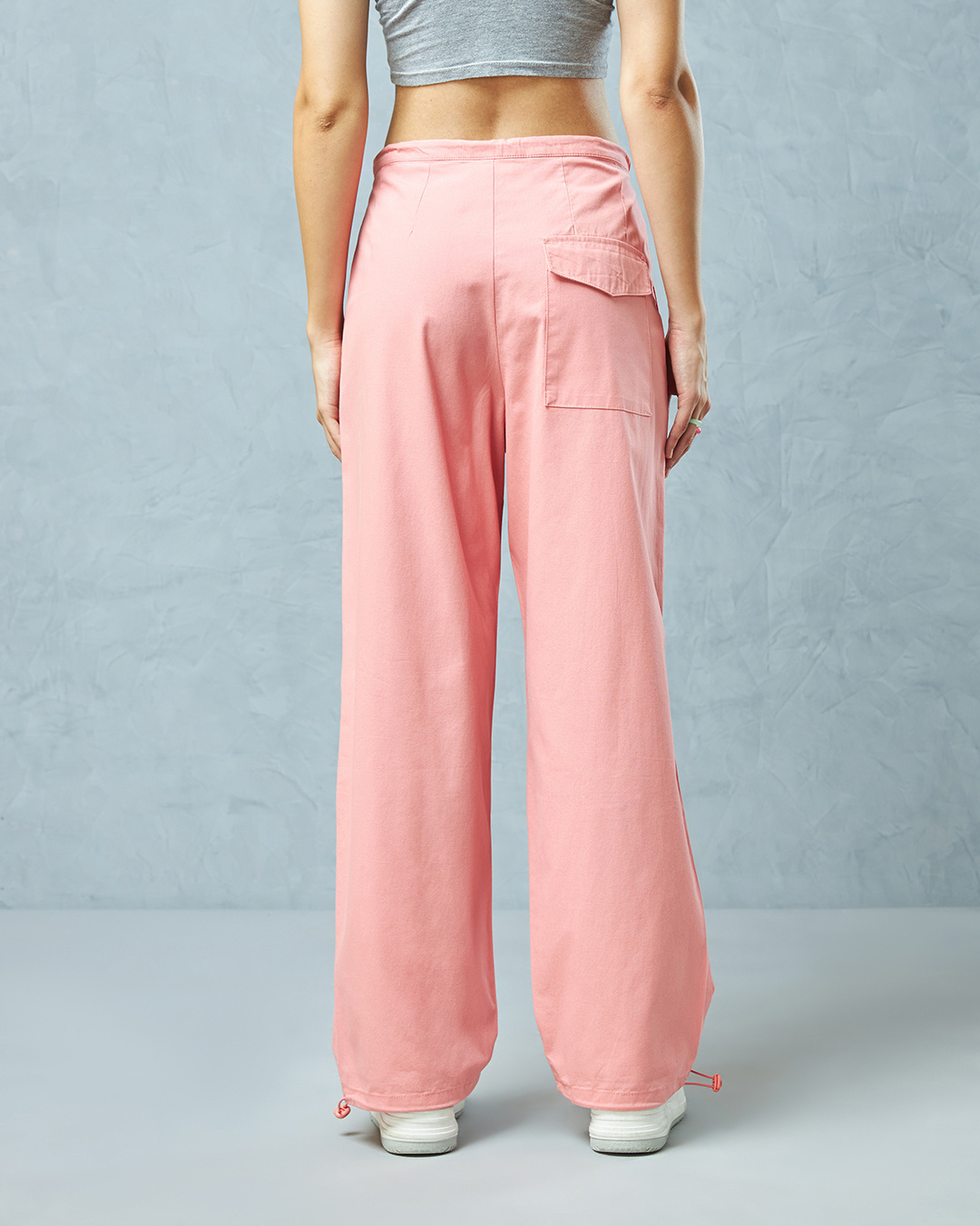 Shop Women's Pink Oversized Parachute Pants-Back