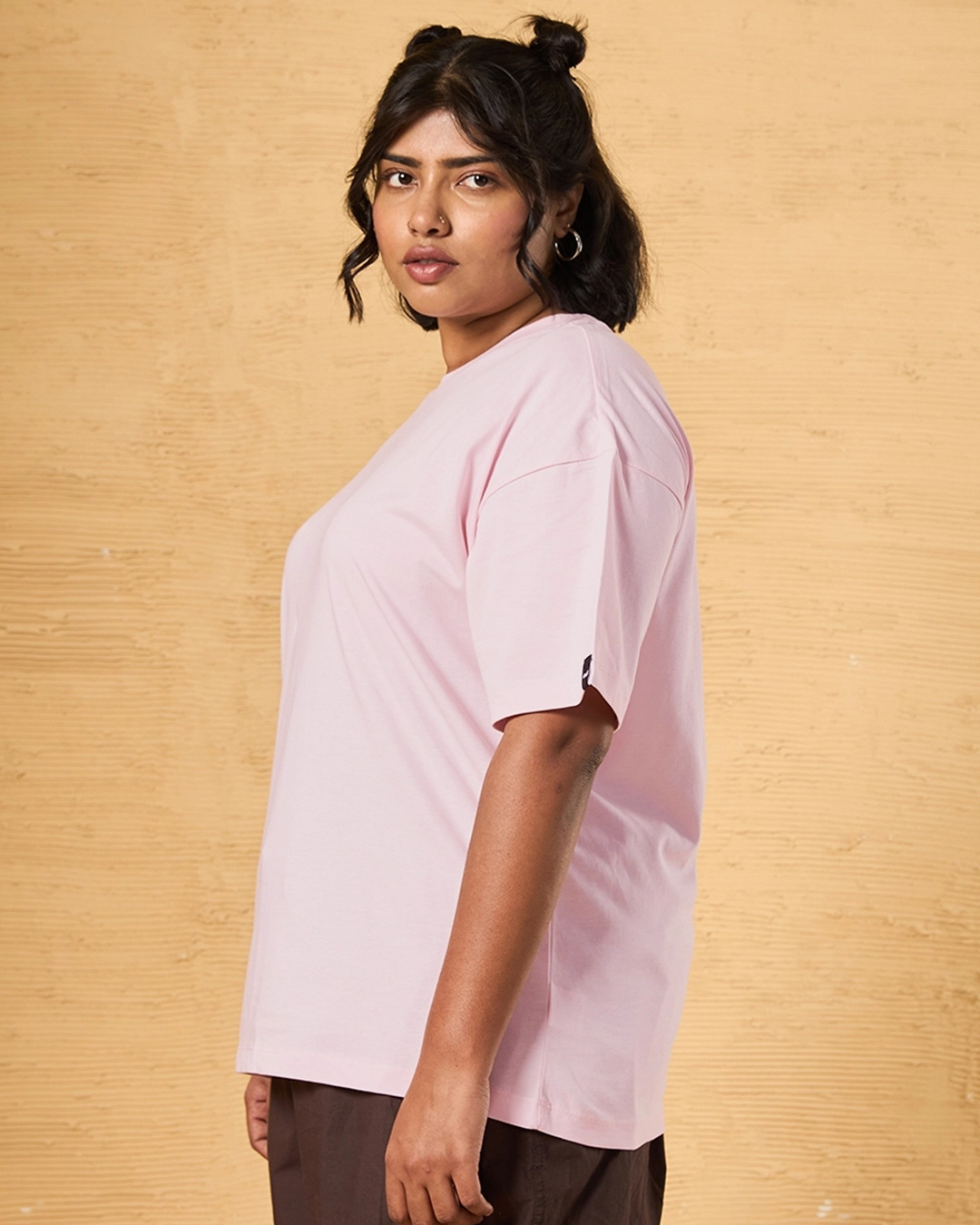 Shop Women's Pink Oversized Plus Size T-shirt-Back