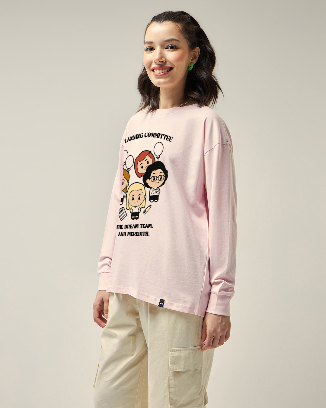 Shop Women's Pink Party Planning Committee Graphic Printed Oversized T-shirt-Back