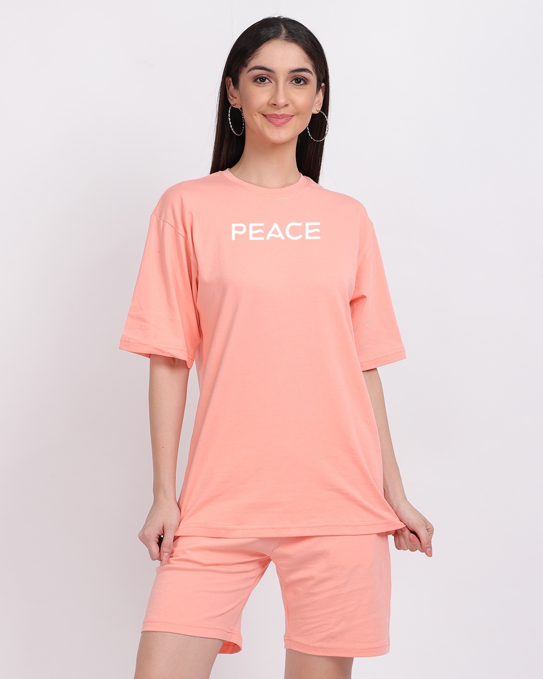 Buy Womens Pink Peace Typography Oversized Co Ord Set Online In India At Bewakoof 