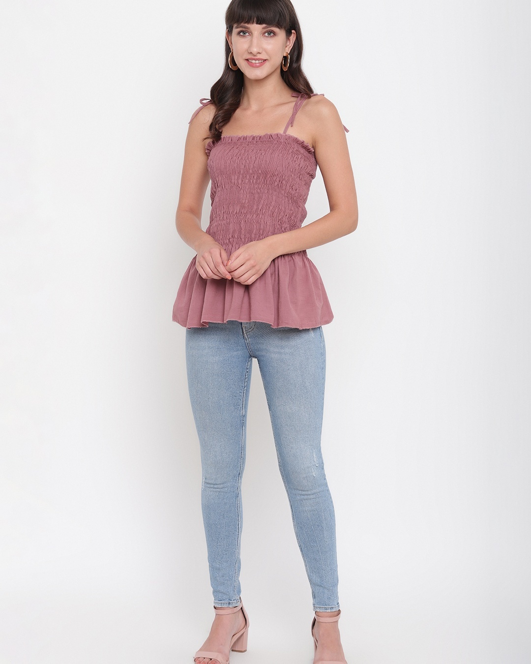 Buy Women's Pink Peplum Top Online at Bewakoof