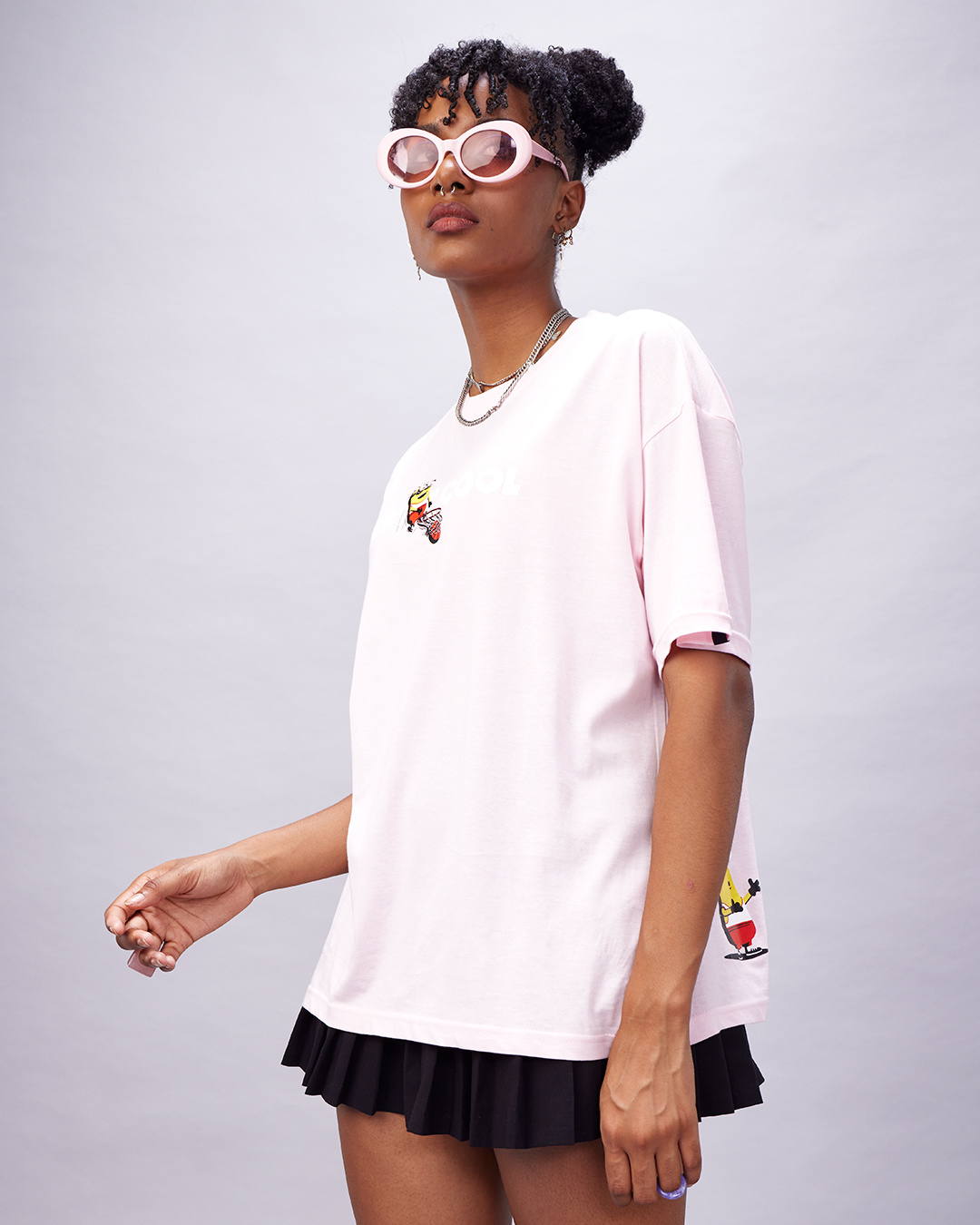 Shop Women's Pink Play It Cool Graphic Printed Oversized T-shirt-Back