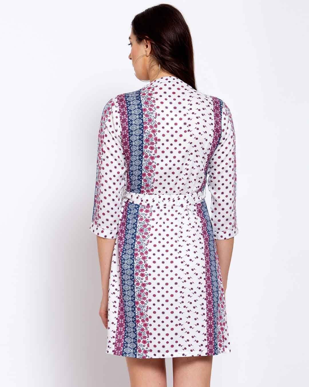 Shop Women's Pink Printed Fit And Flare Dress-Back
