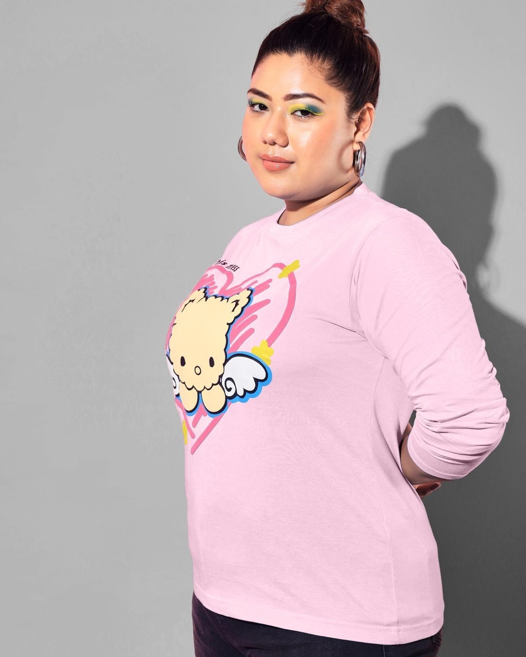 Shop Women's Pink Puff Printed Plus Size T-shirt-Back