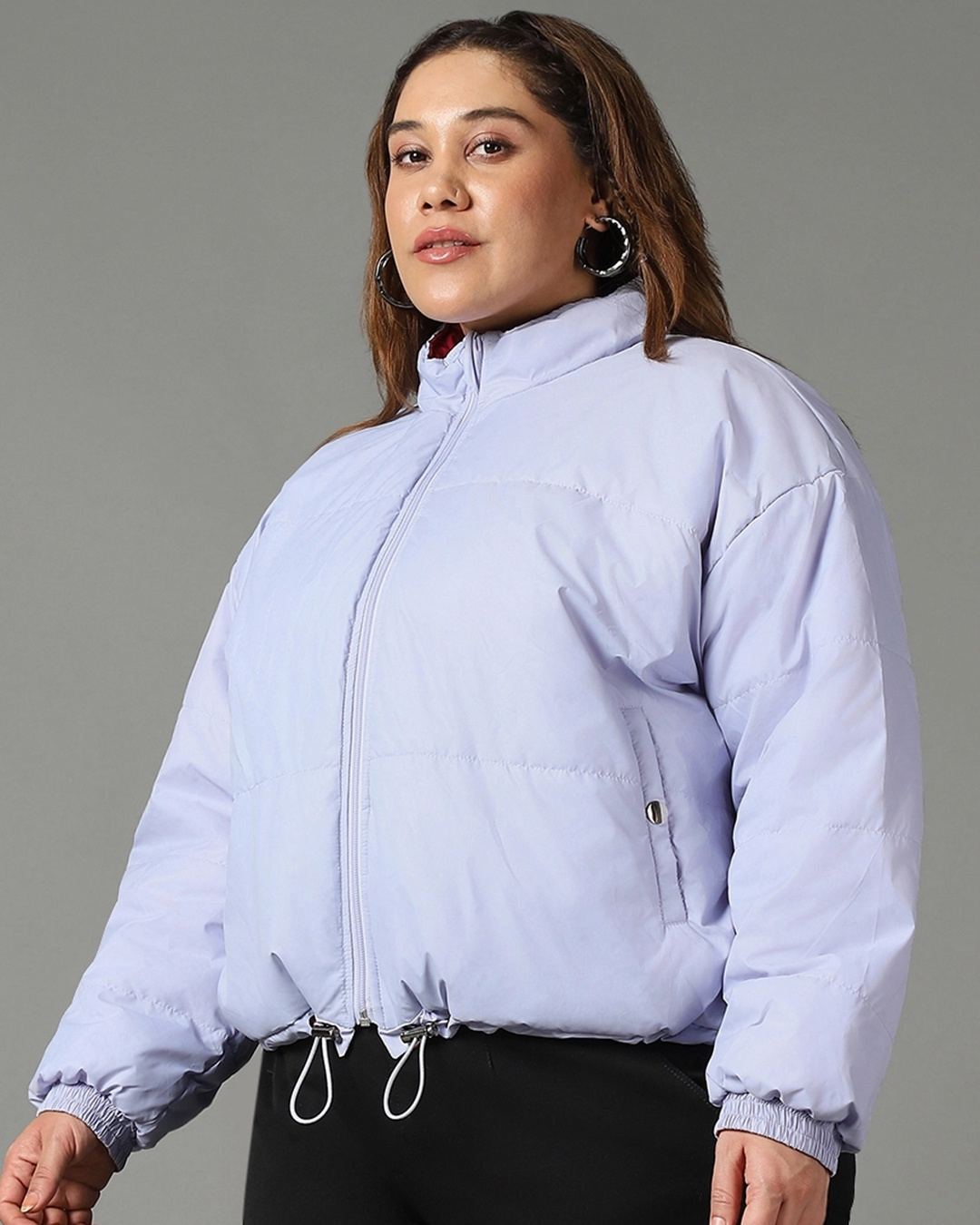 Shop Women's Pink & Purple Reversible Oversized Plus Size Jacket-Back