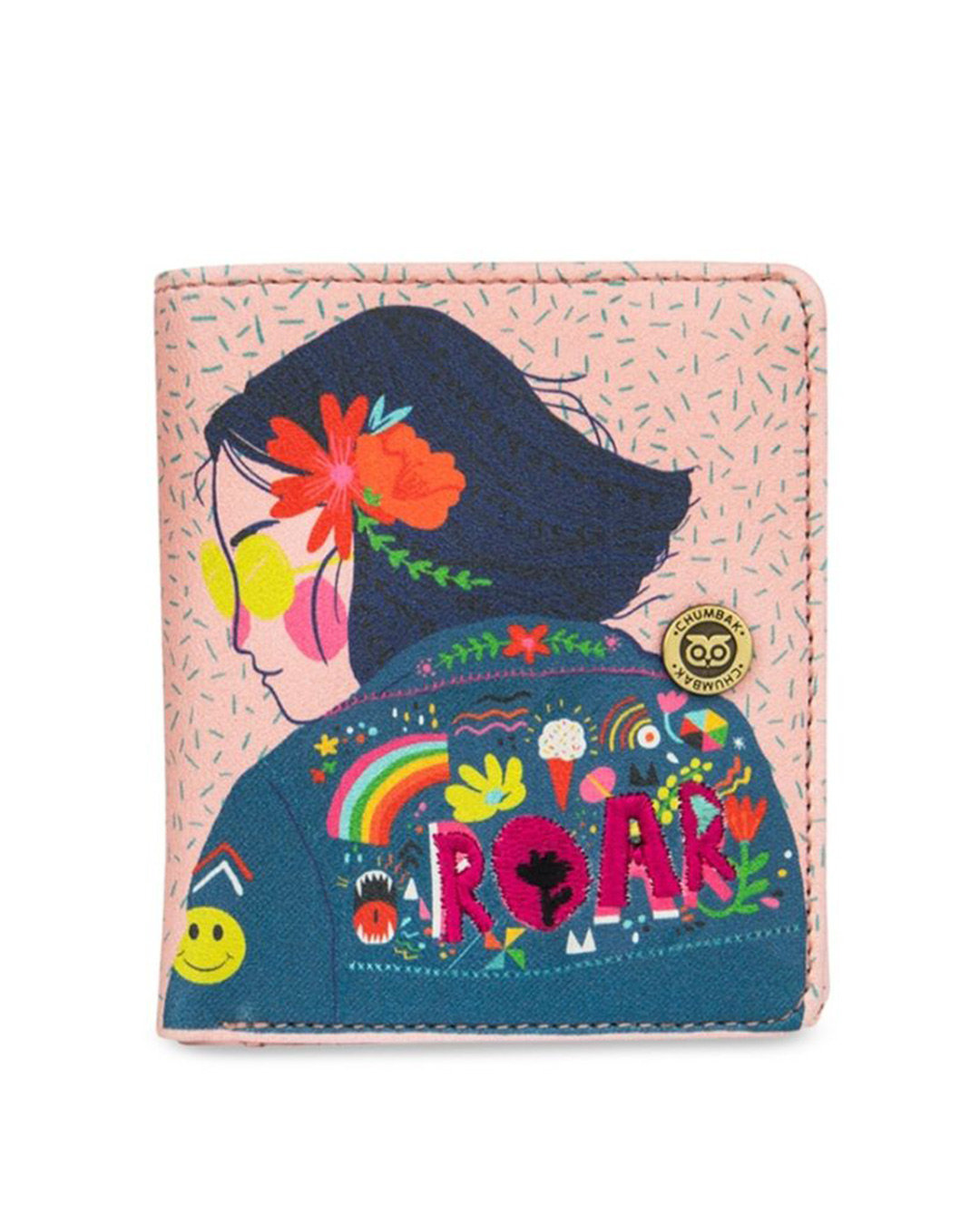 Shop Women's Pink Roar Louder Snap Button Wallet-Front