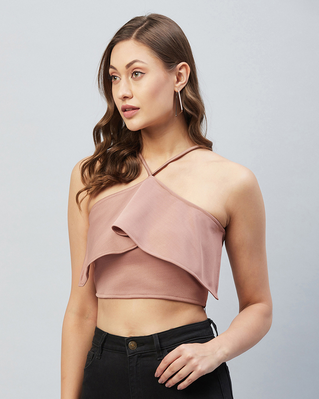 Shop Women's Dusty Pink Ruffled Short Top-Back