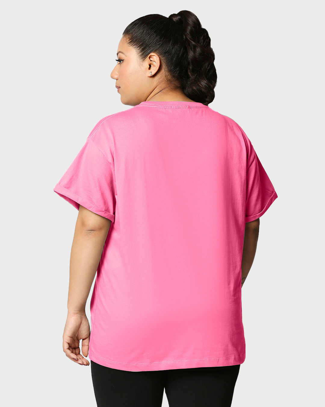 Shop Women's Pink Sarcastic one Graphic Printed Plus Size Boyfriend T-shirt-Back