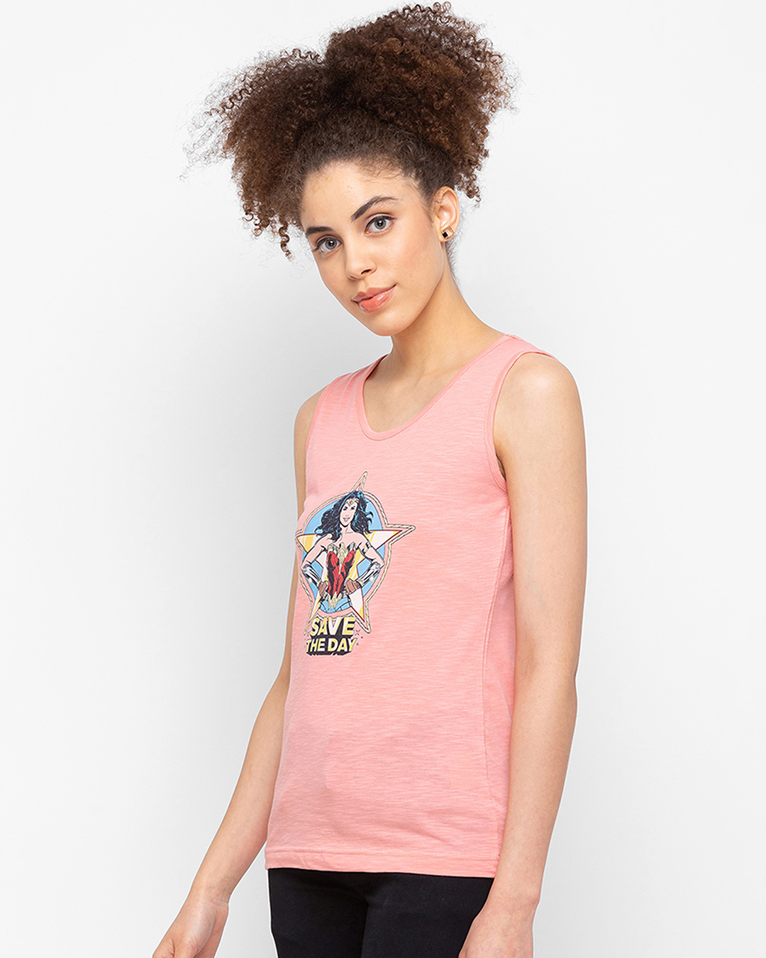 Shop Women's Pink Save The Day Graphic Printed Tank Top-Back