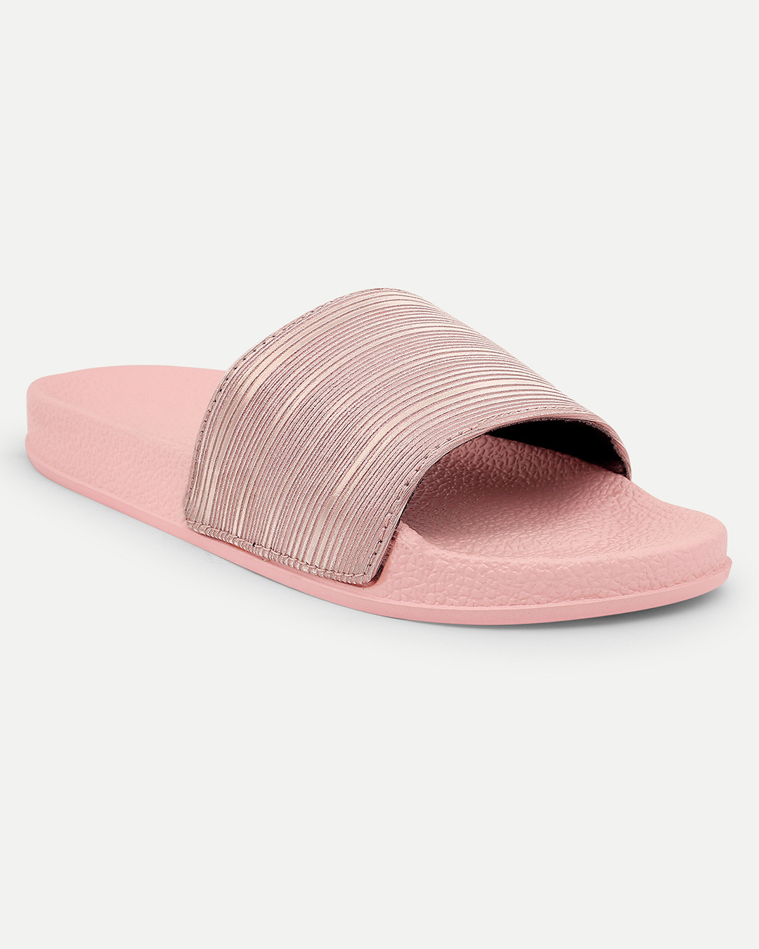 Shop Women's Pink Self Design Sliders-Back