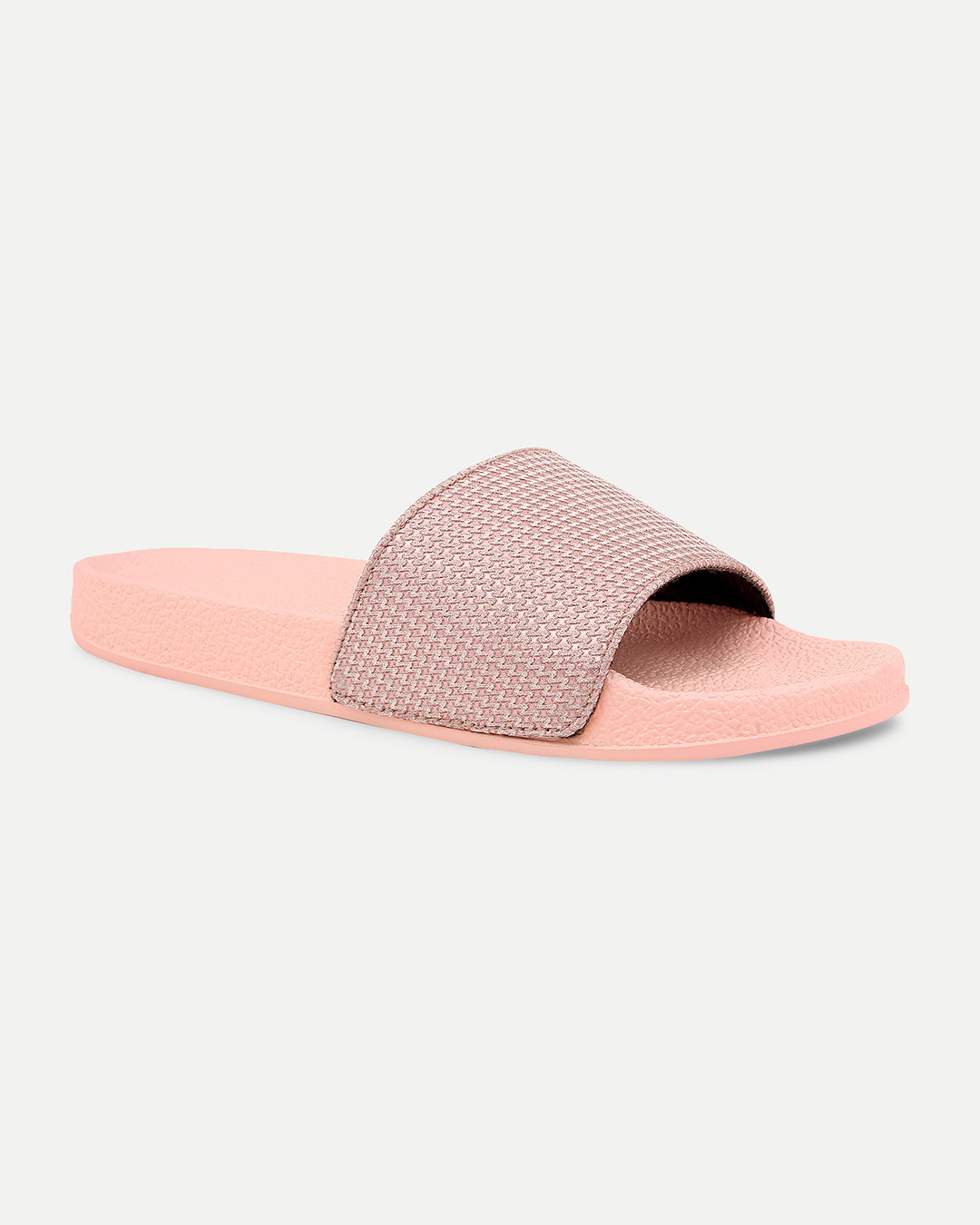 Shop Women's Pink Self Design Sliders-Back