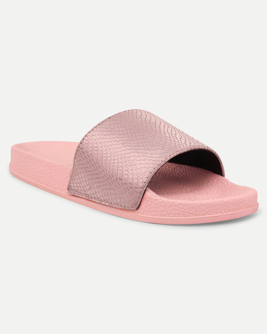 Shop Women's Pink Self Design Sliders-Back