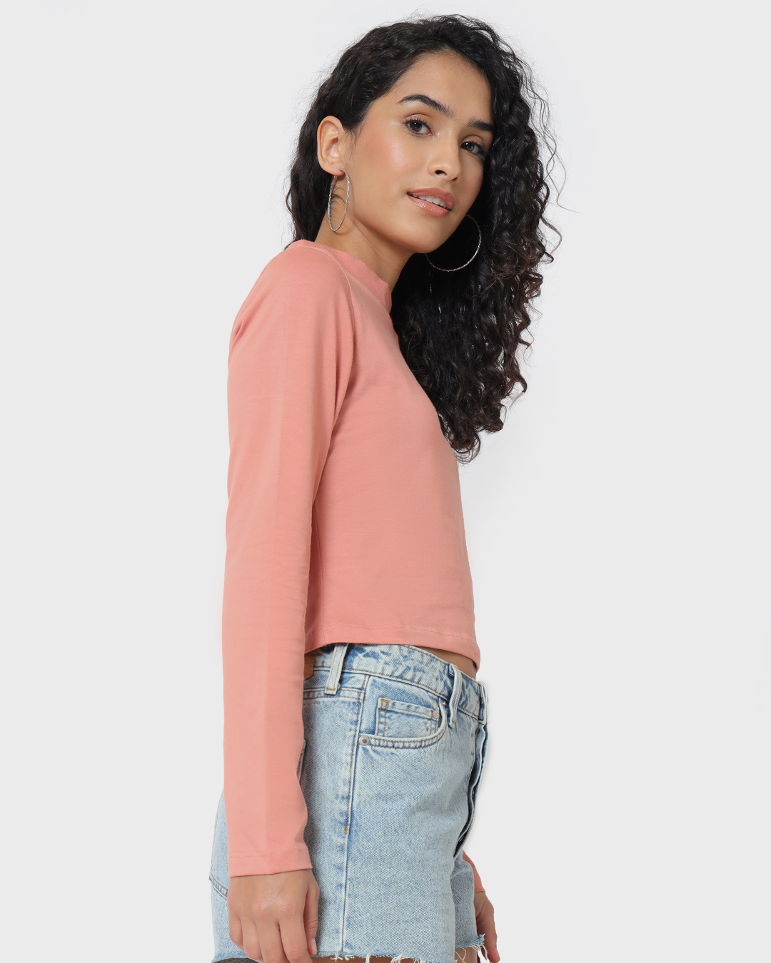 Shop Women's Pink Slim Fit Snug Top-Back
