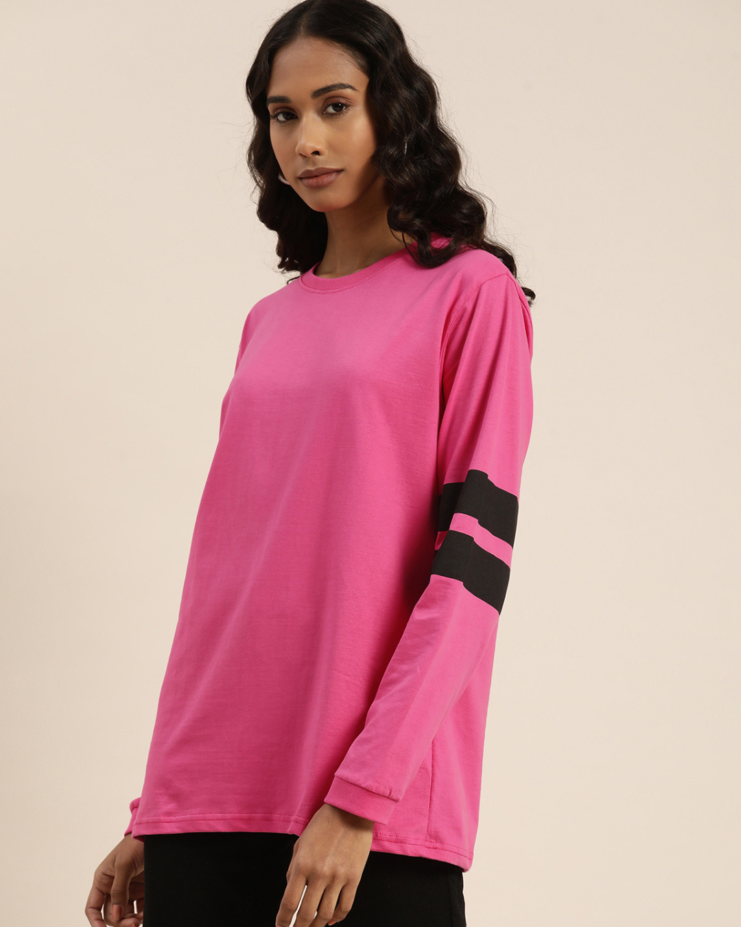 Shop Women's Pink Solid Oversized T-shirt-Back
