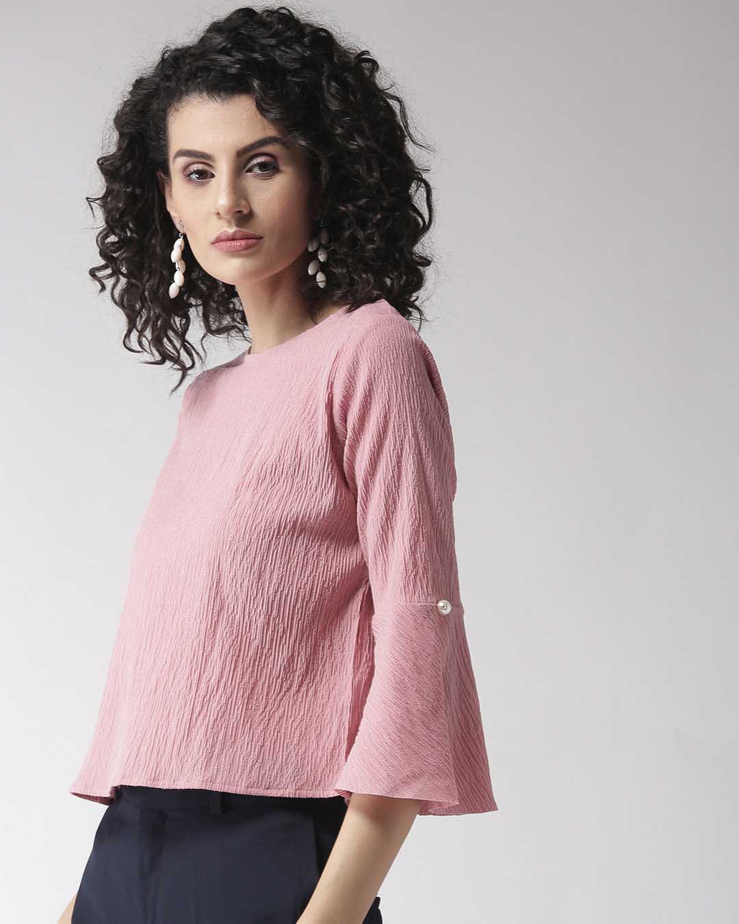 Shop Women's Pink Solid Top-Back