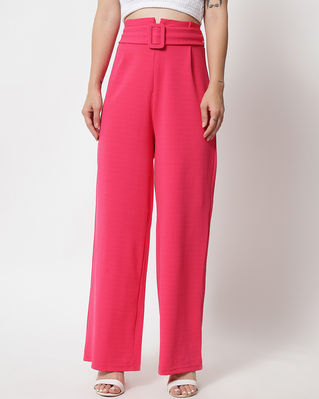 Buy Women's Pink Straight fit Trousers Online at Bewakoof