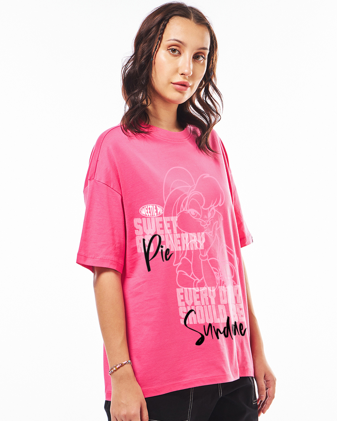 Shop Women's Pink Sundae Graphic Printed Oversized T-shirt-Back