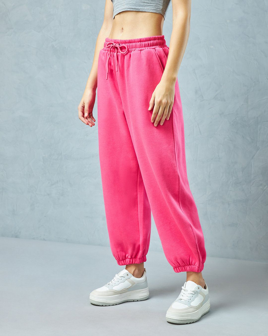 Shop Women's Pink Super Loose Fit Joggers-Back