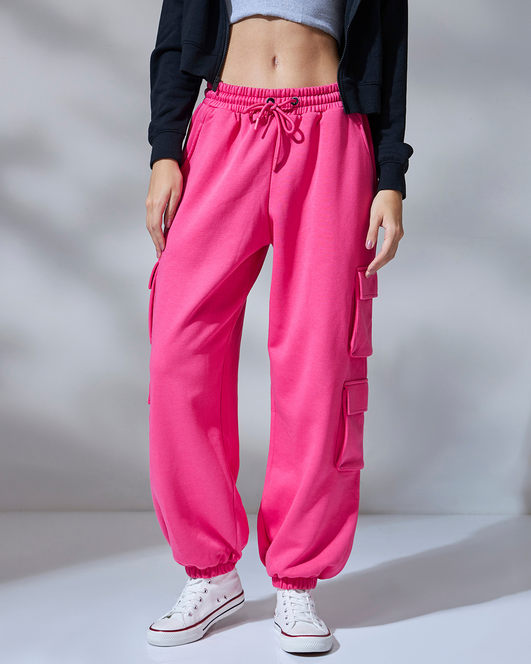 Shop Women's Pink Super Loose Fit Joggers-Back
