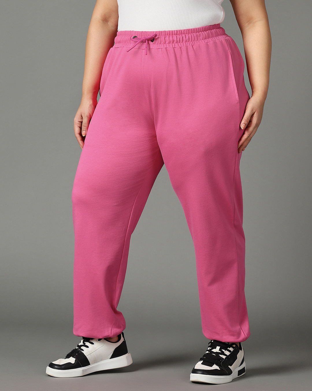 Shop Women's Pink Oversized Plus Size Joggers-Back