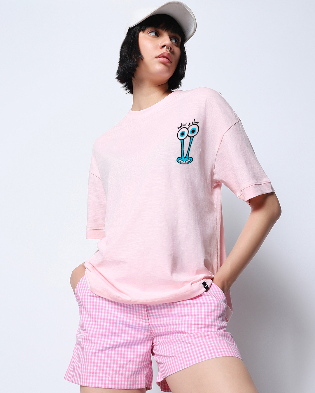 Shop Women's Pink Taking it Slow Graphic Printed Oversized T-shirt-Back