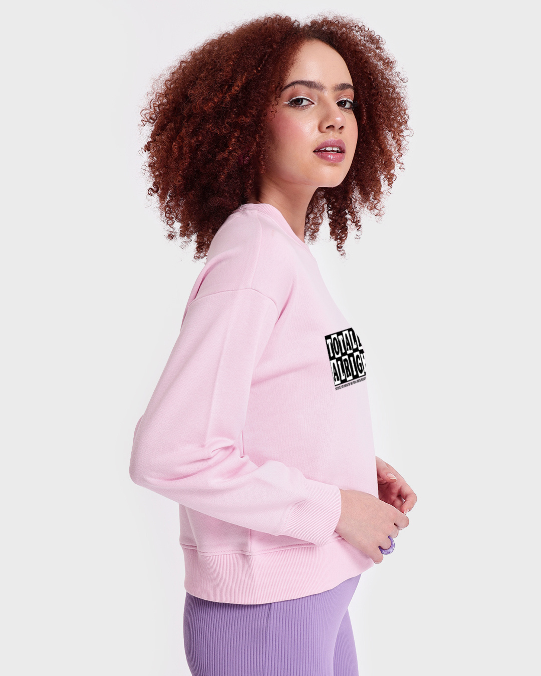 Shop Women's Pink Totally Alright Typography Oversized Sweatshirt-Back