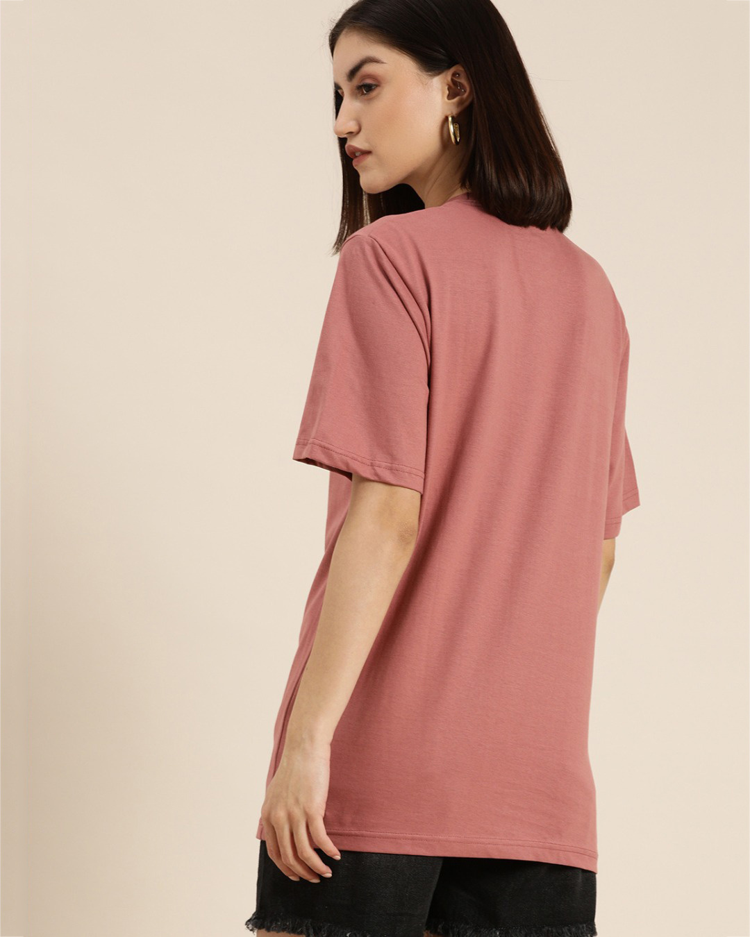 Shop Women's Pink Typography Oversized T-shirt-Back
