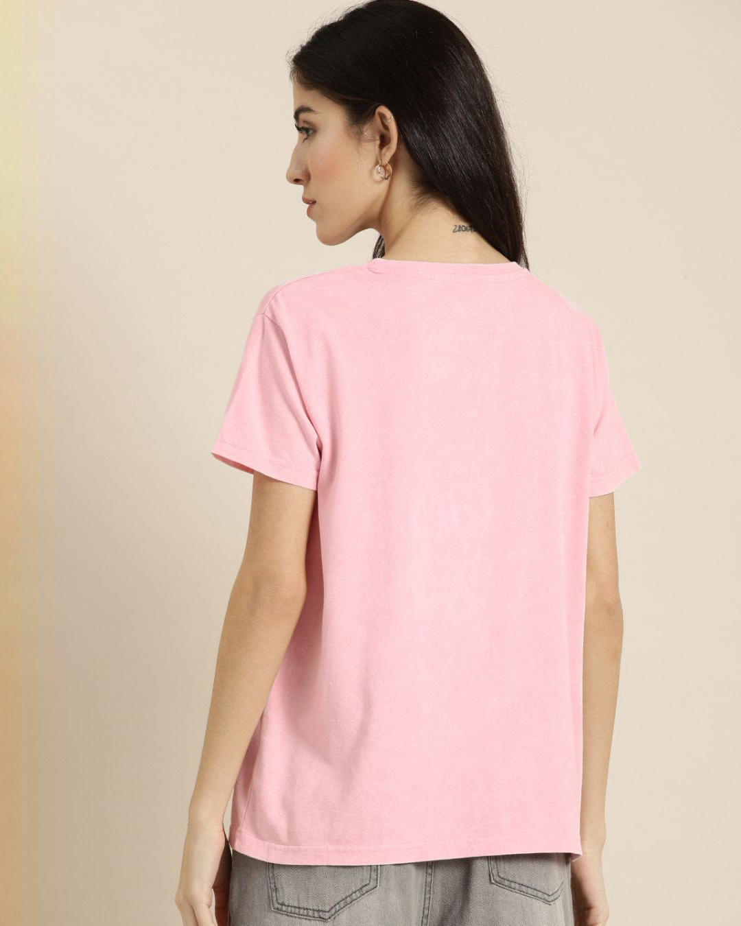 Shop Women's Pink Typography T-shirt-Back