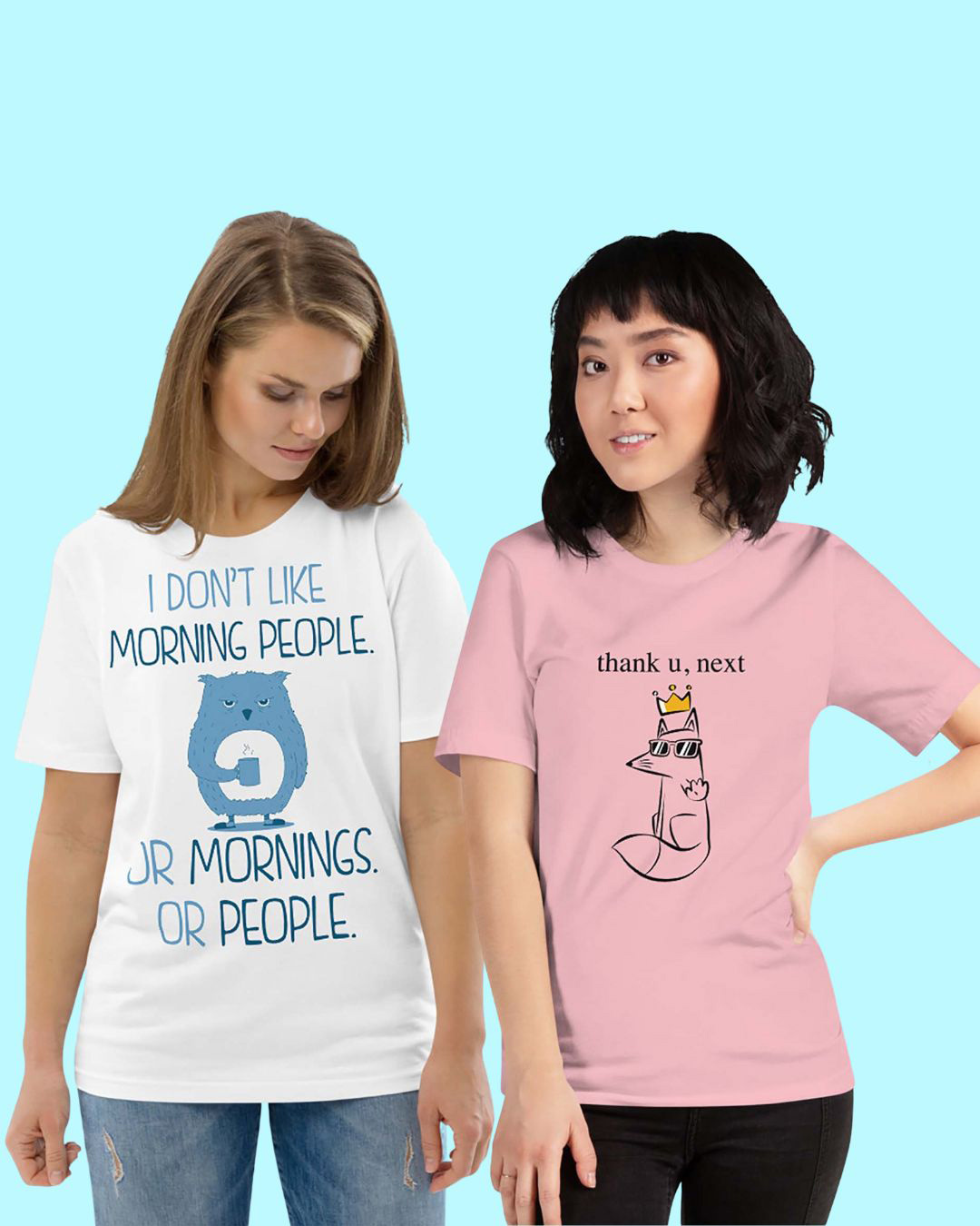 Buy Women's Pink & White Printed Tshirt (Pack of 2) for Women Pink