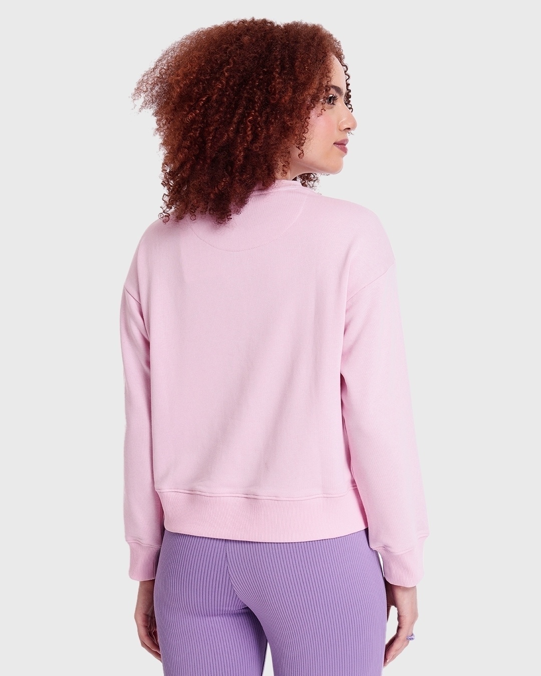 Shop Women's Pink Who Needs People Typography Oversized Sweatshirt-Back