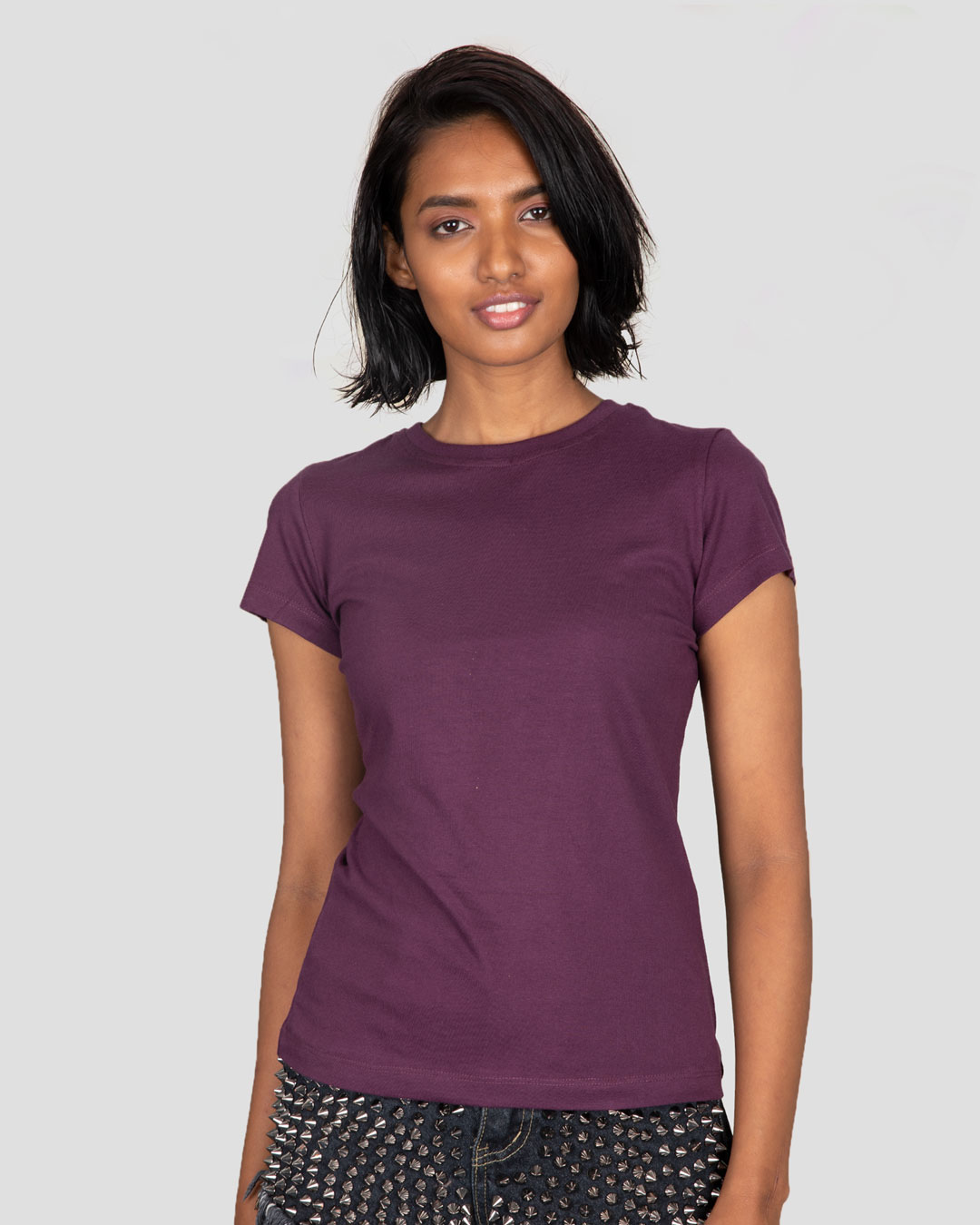 Shop Pack of 2 Women's Purple & Black Slim Fit T-shirt-Back