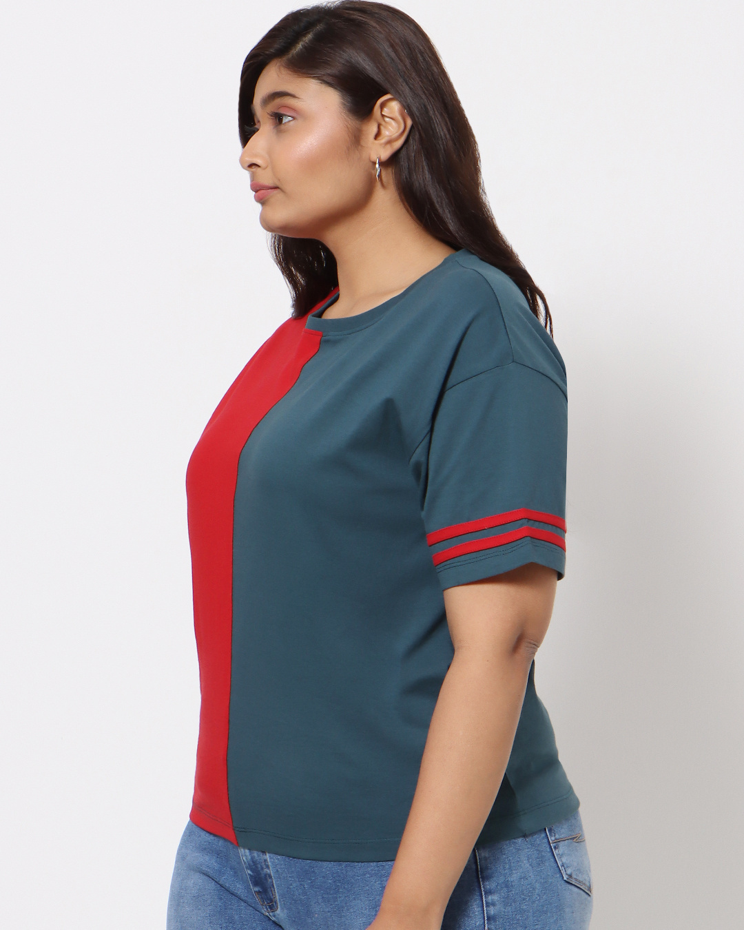 Shop Women's Plus Size Color Block T-shirt-Back