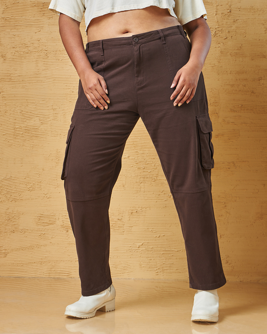 Buy Women's Brown Oversized Plus Size Joggers Online at Bewakoof