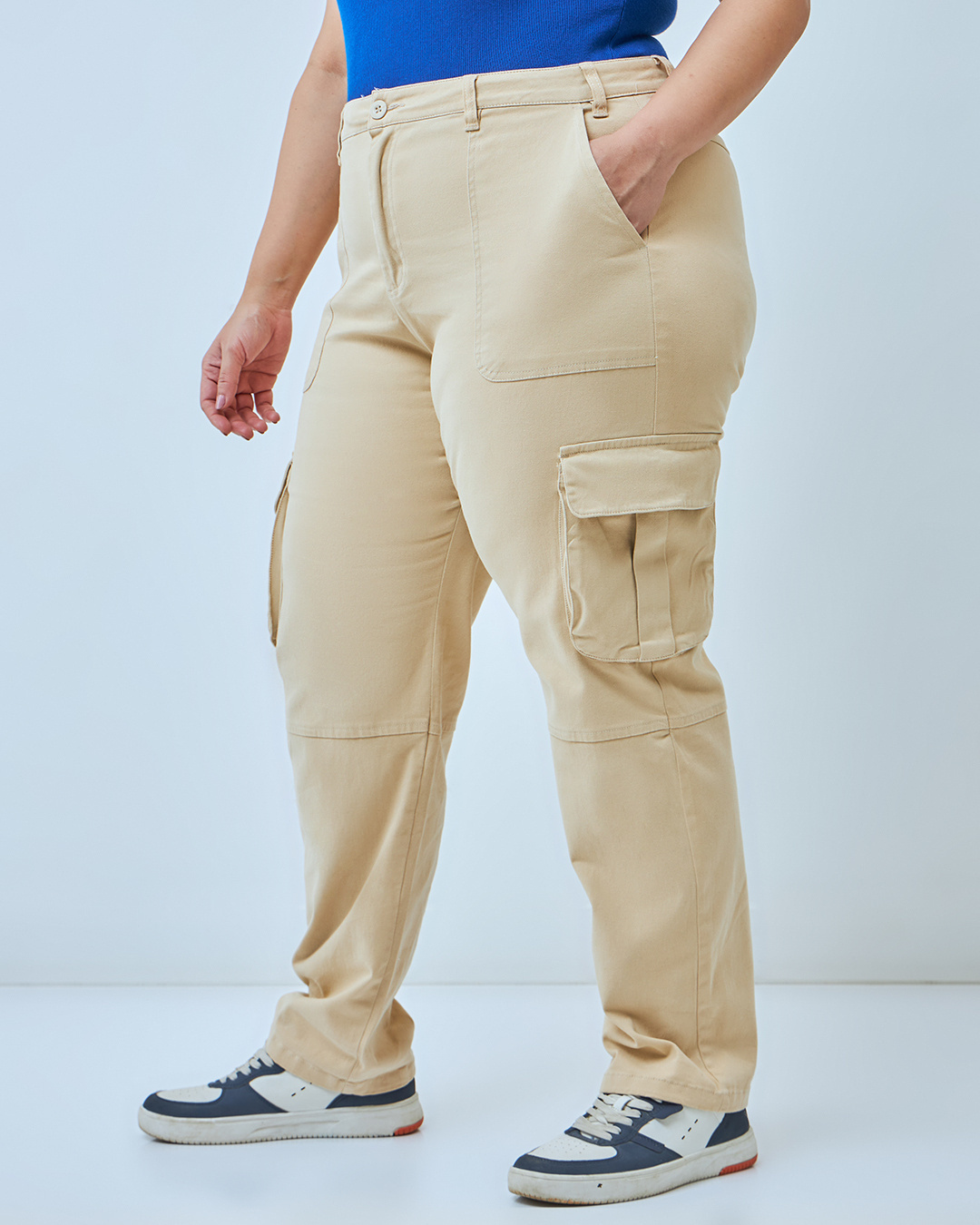 Shop Women's Brown Plus Size Cargo Pants-Back