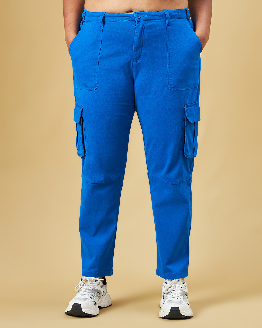 Shop Women's Blue Plus Size Cargo Pants-Back
