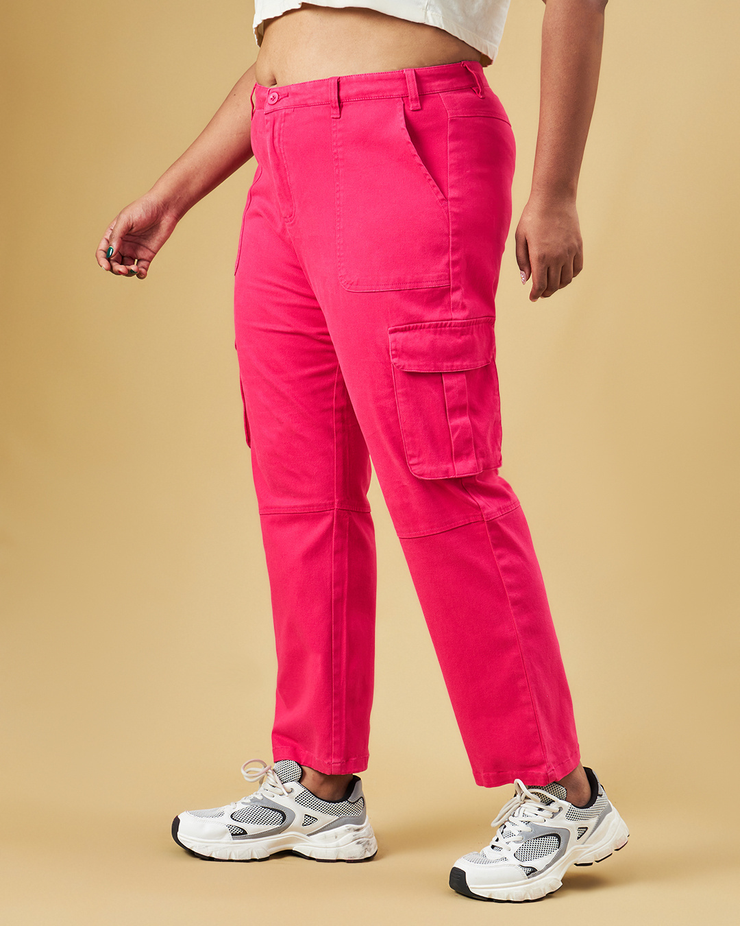 Shop Women's Pink Plus Size Cargo Pants-Back