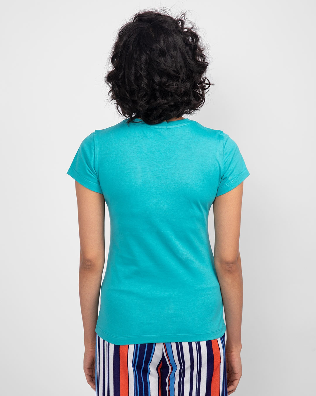 Shop Women's Blue Pocket Panda Graphic Printed T-shirt-Back