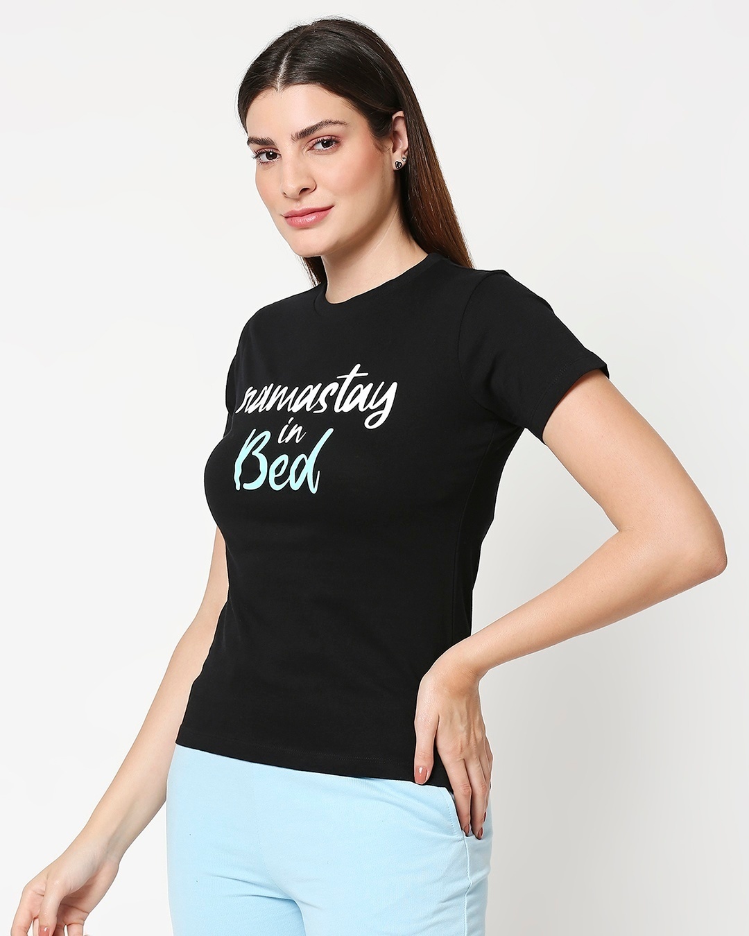 Shop Women's Printed Black Lounge T-shirt-Back